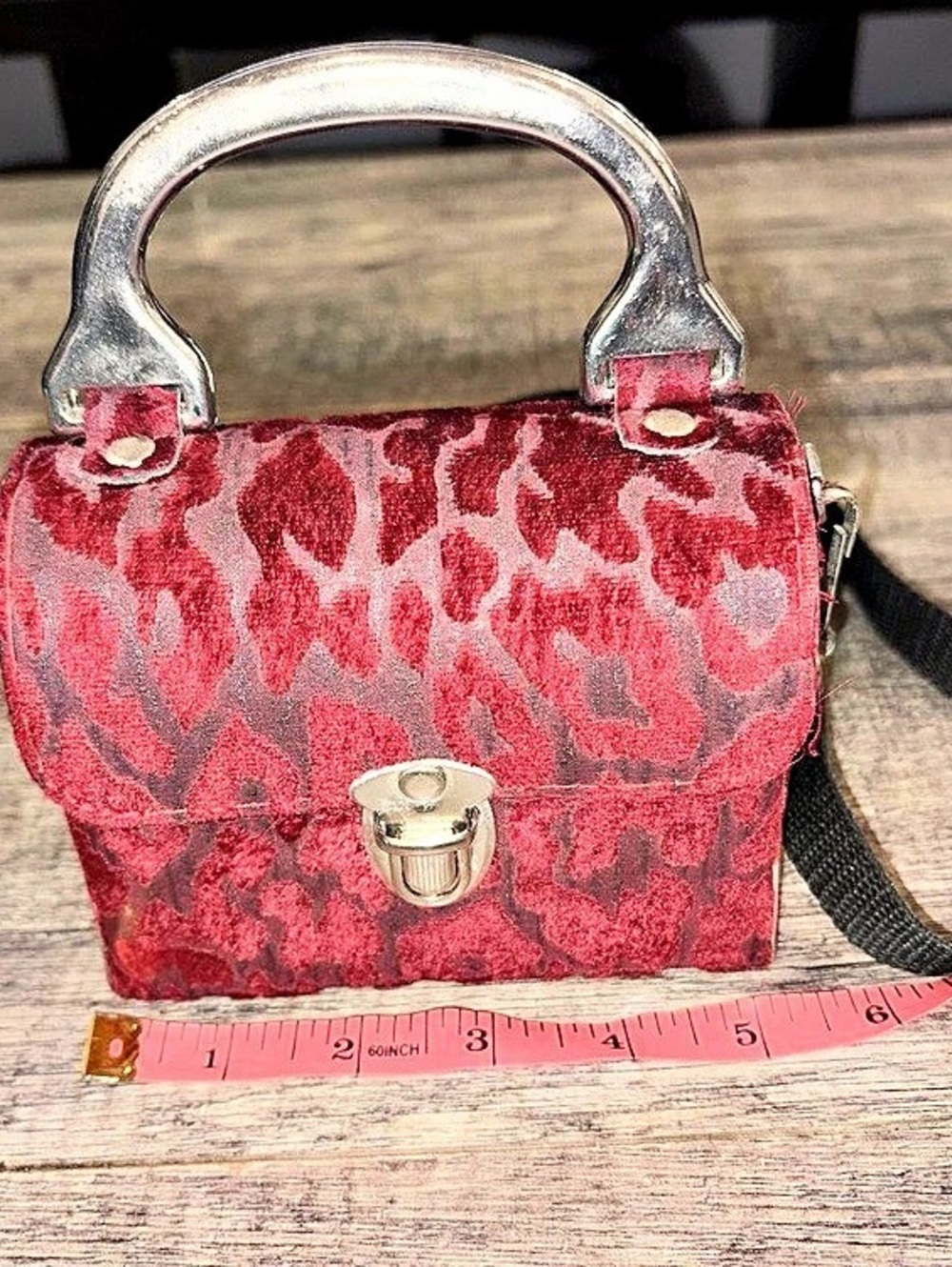 Burgundy Animal Print Mini Crossbody Bag